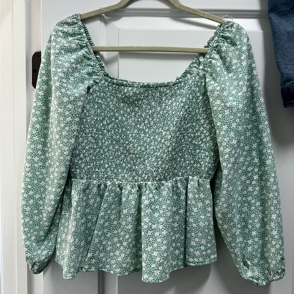 Light green peplum top